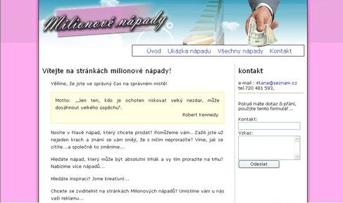 tvorba webových stránek: milionovenapady.cz