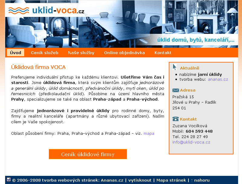 tvorba webových stránek: uklid-voca.cz